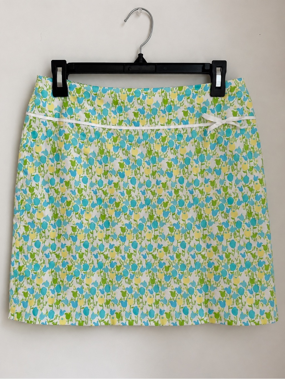 Lilly Pulitzer Floral Skirt cottagecore blue Green Yellow Cotton Blend Lined 4